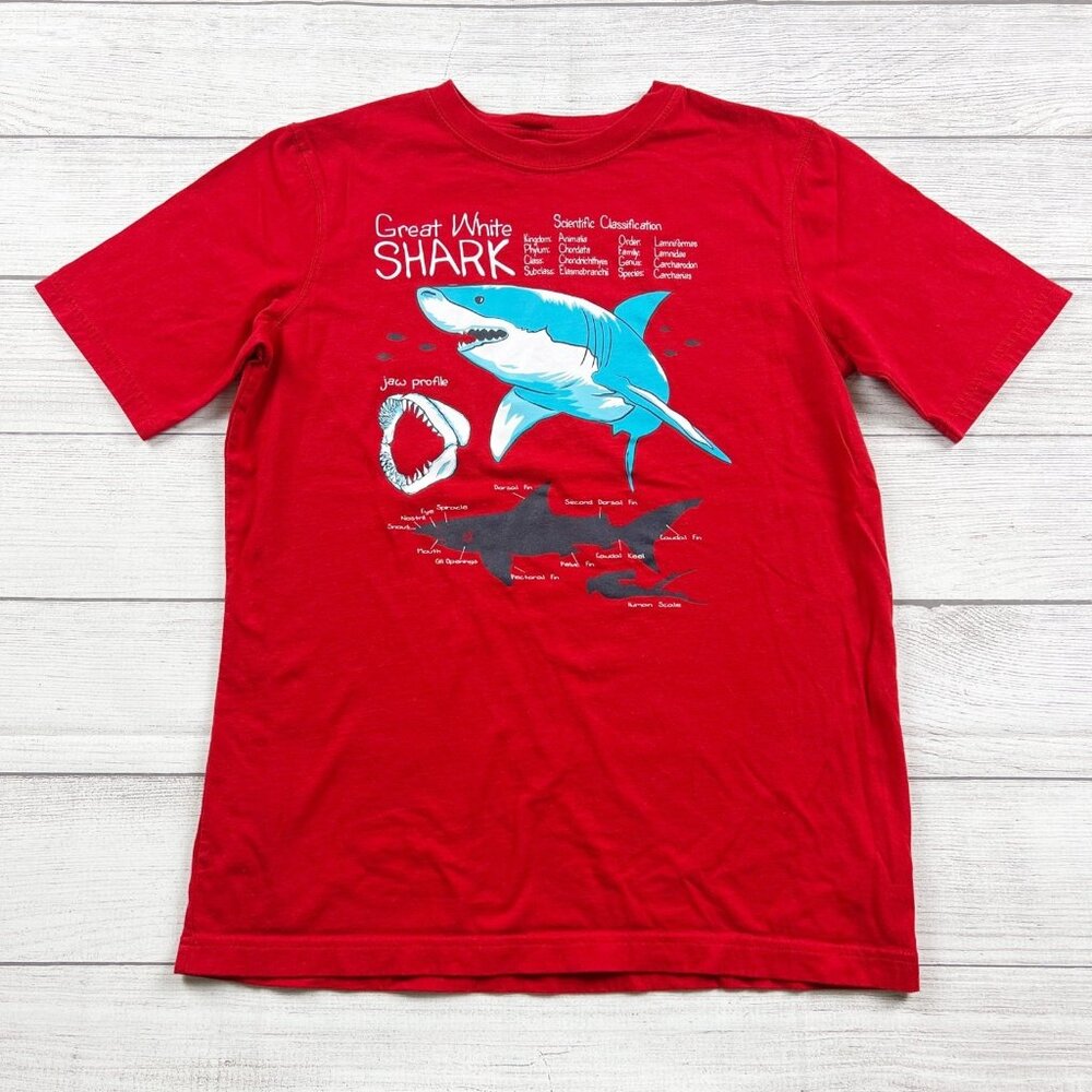 Lands’ End Kids Great White Shark Graphic T-Shirt Tee L 14-16